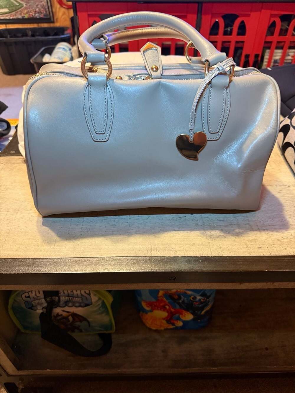 Cuore & Pelle Leather Satchel Handbag with Heart Charm
